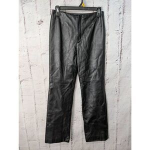 Dana Buchman Petite Women's 100% Lambskin Leather Pant Size 2 Petite Black Soft‎